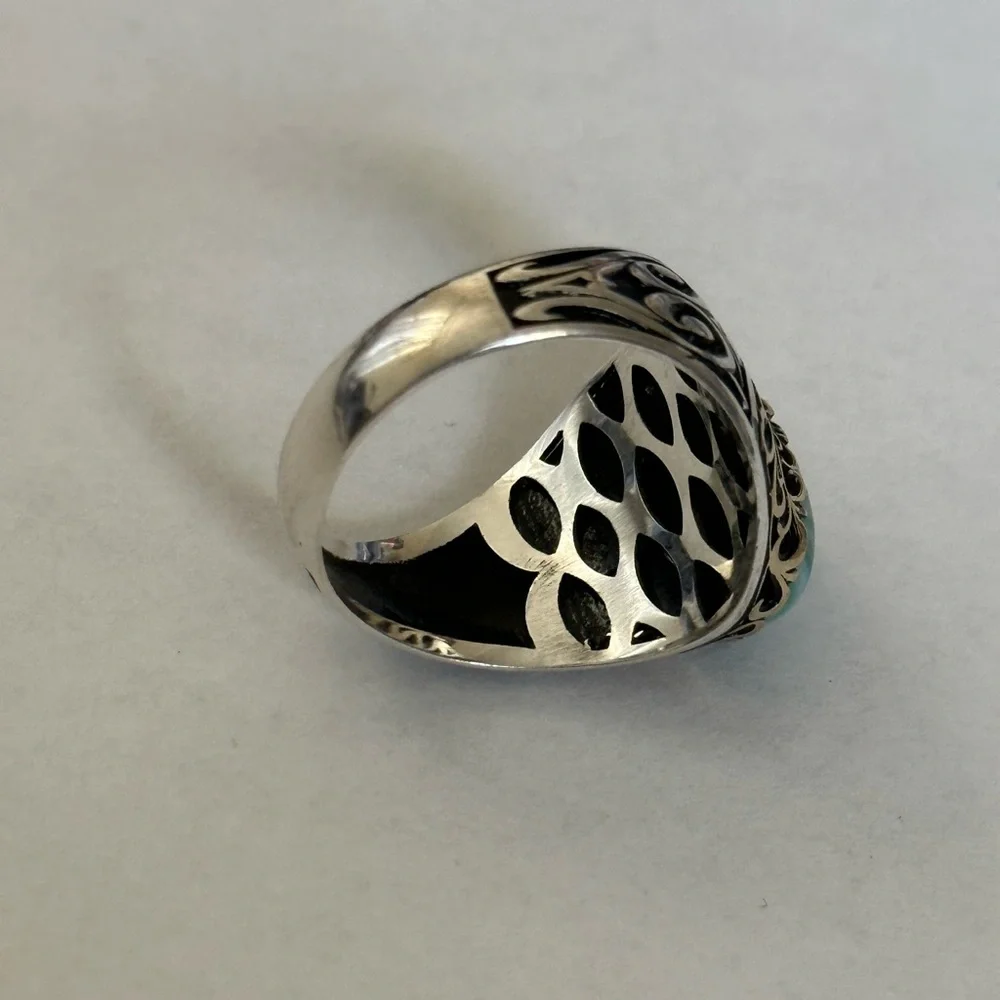 Unisex 925 Sterling silver ring blue stone